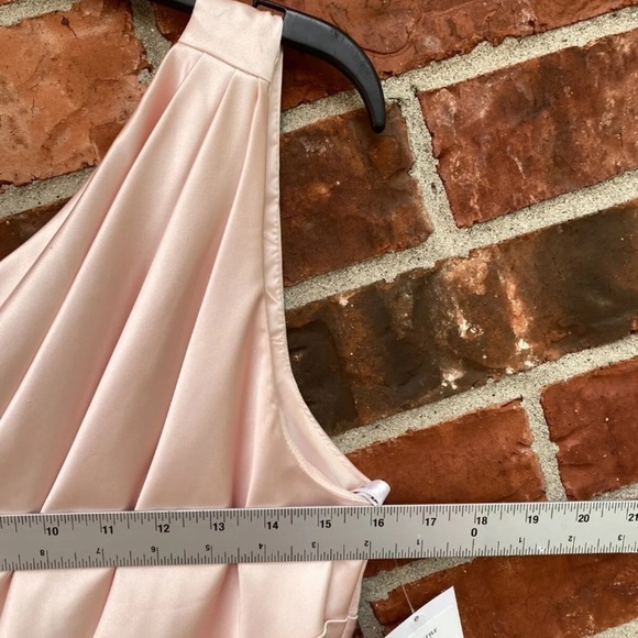 Davids Bridal Womens 10 Blush Pink One Shoulder Satin Formal Dress Bride's Maid - Picture 6 of 8